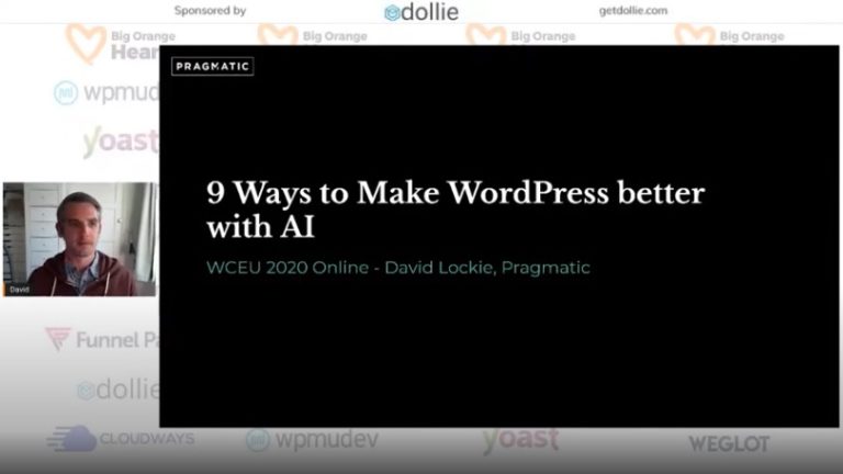 David Lockie presenting his talk Nine ways to make WordPress better with AI
