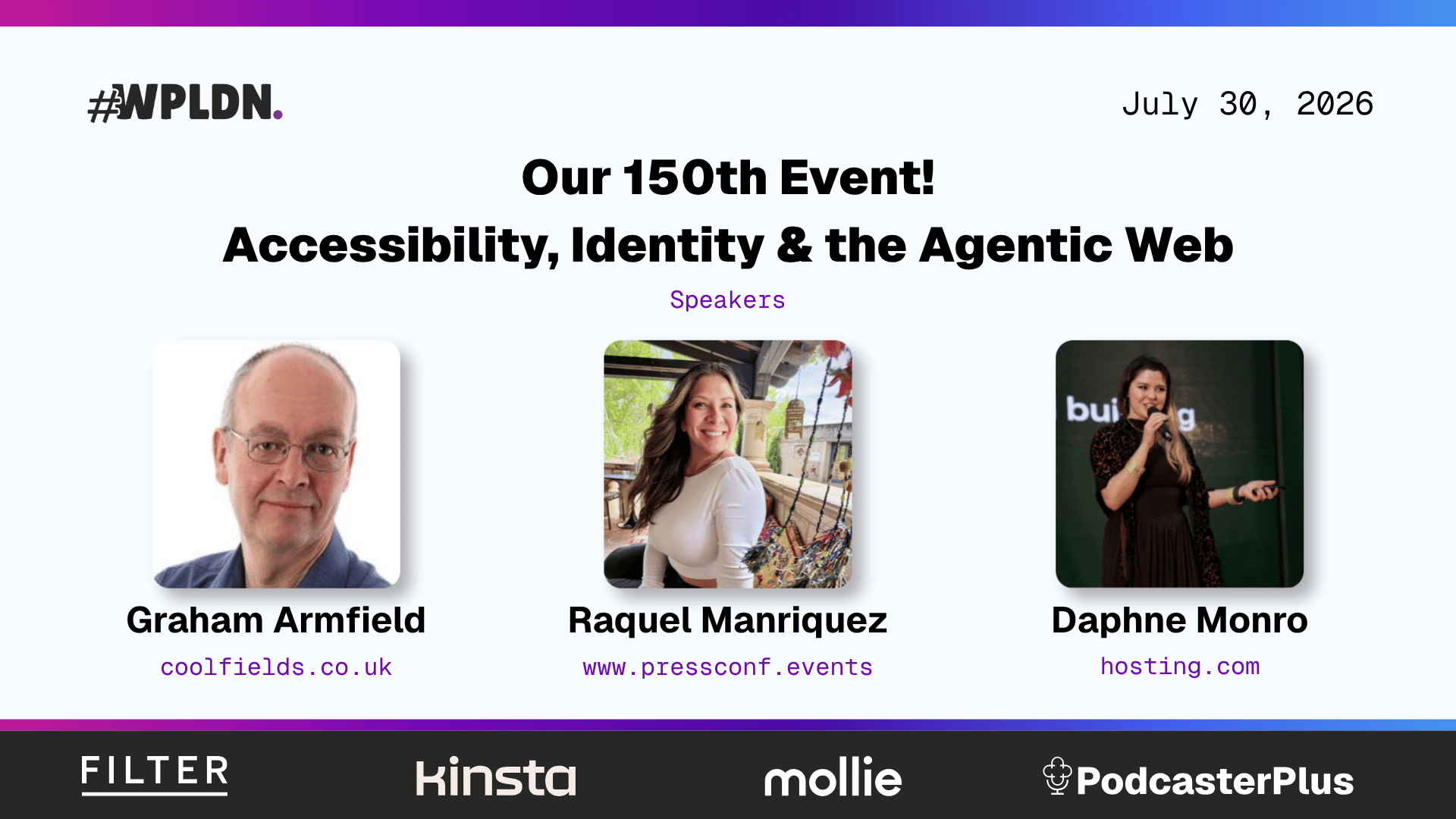 WPLDN 150th event speakers and details banner