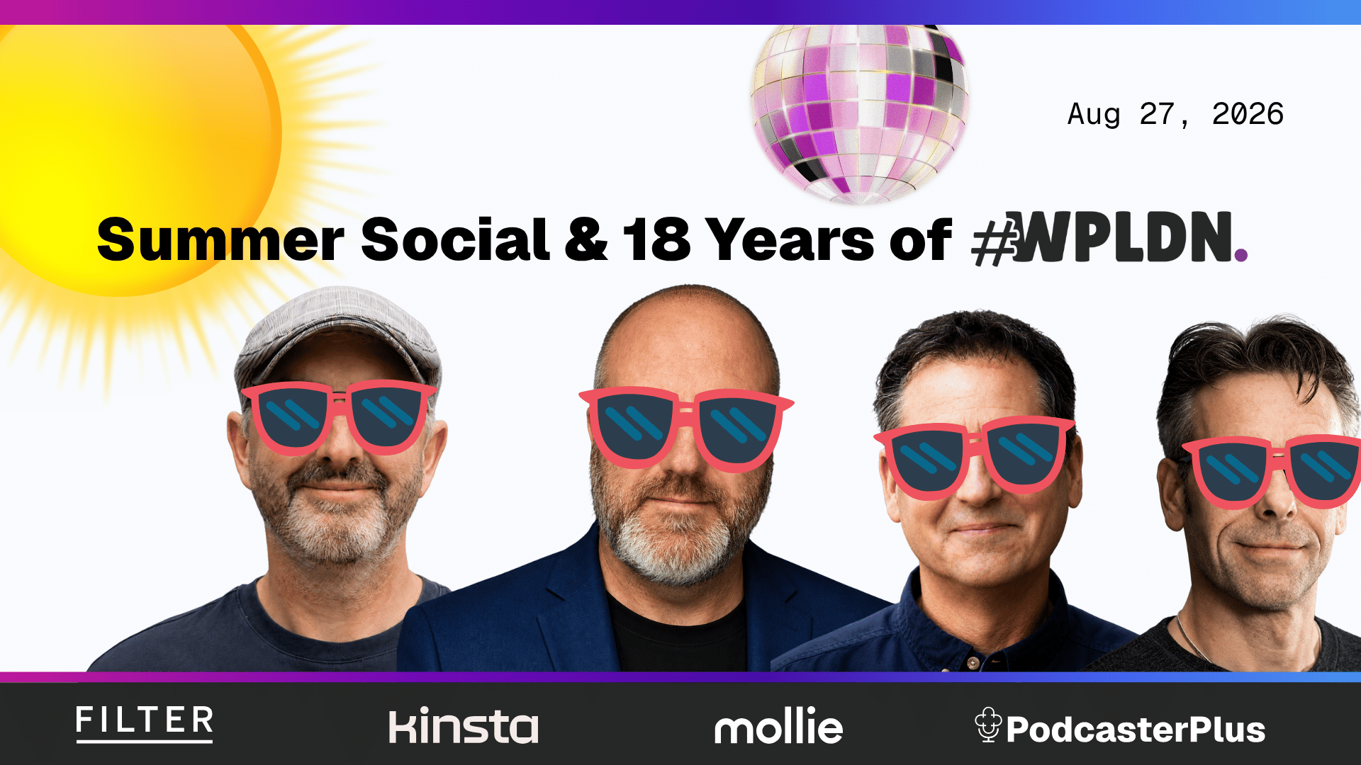 Summer social event poster celebrating 18 years of WPLDN